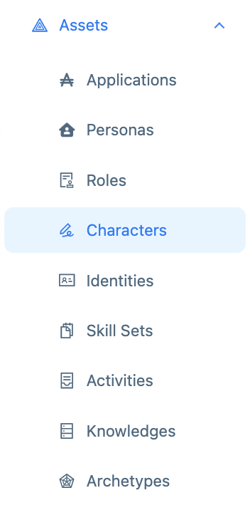 Screenshot of an Character menu