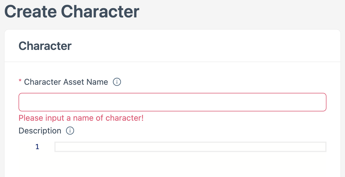 Screenshot of Identity creation form with red star fields