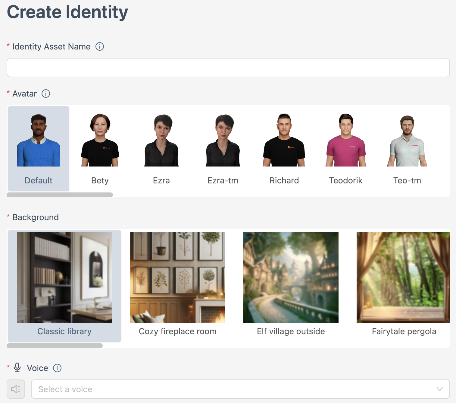 Screenshot of Identity configuration screen