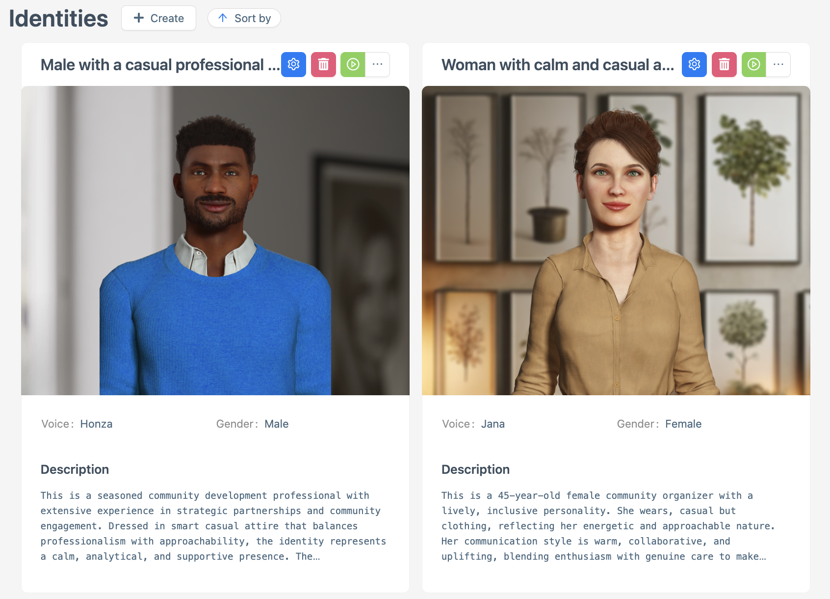 Screenshot of the Identity main page