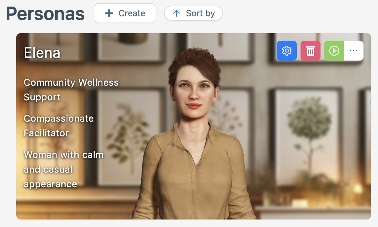 Screenshot of Personas configuration screen in Promethist Studio