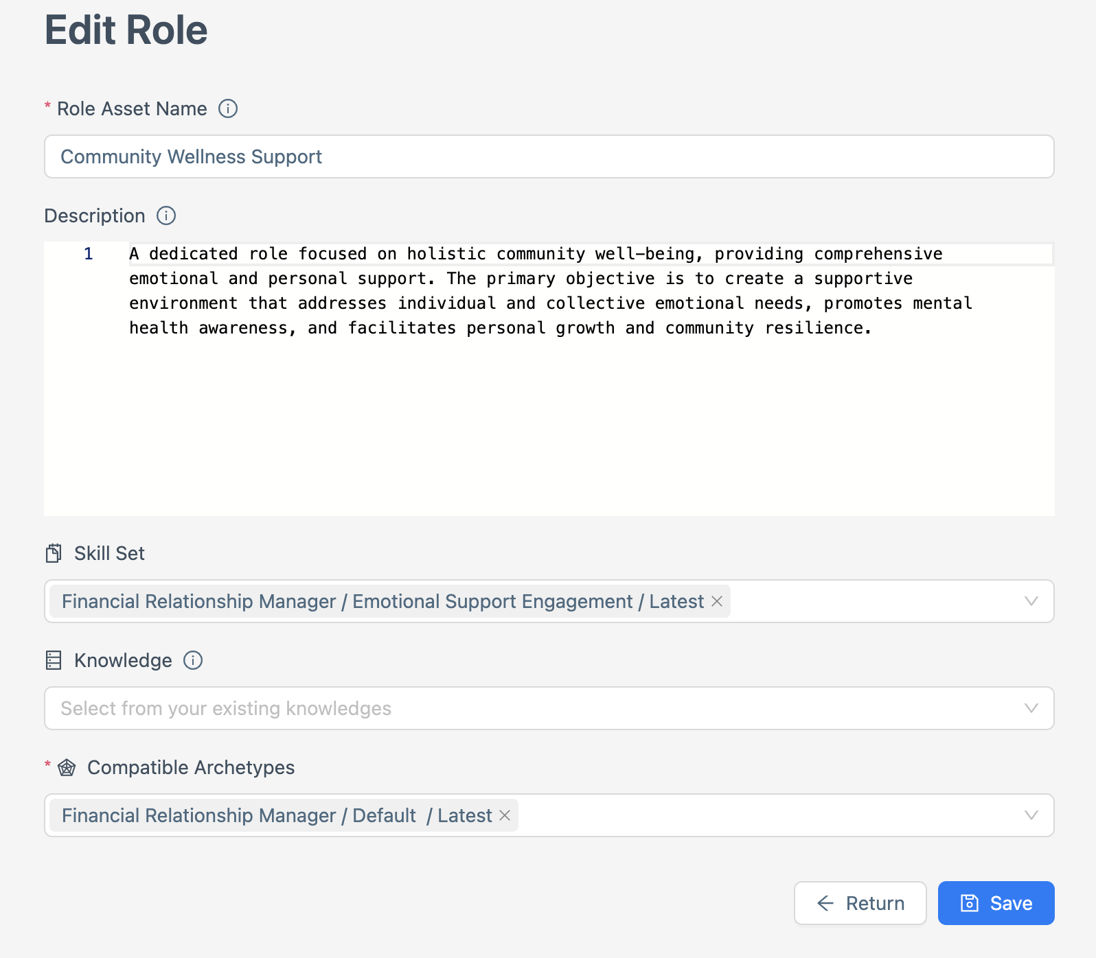 Screenshot of the Edit Role screen